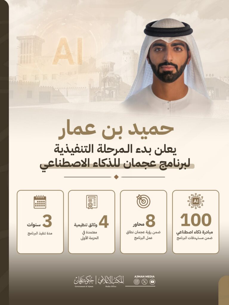 حميد بن عمار يعلن بدء المرحلة التنفيذية لبرنامج عجمان للذكاء الاصطناعي